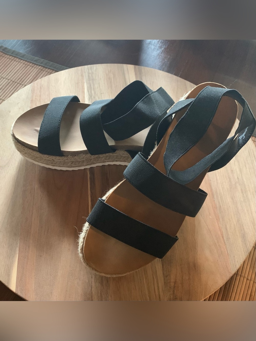 Harlow Women's Black Elastic Strap Espadrille Sandals size 8